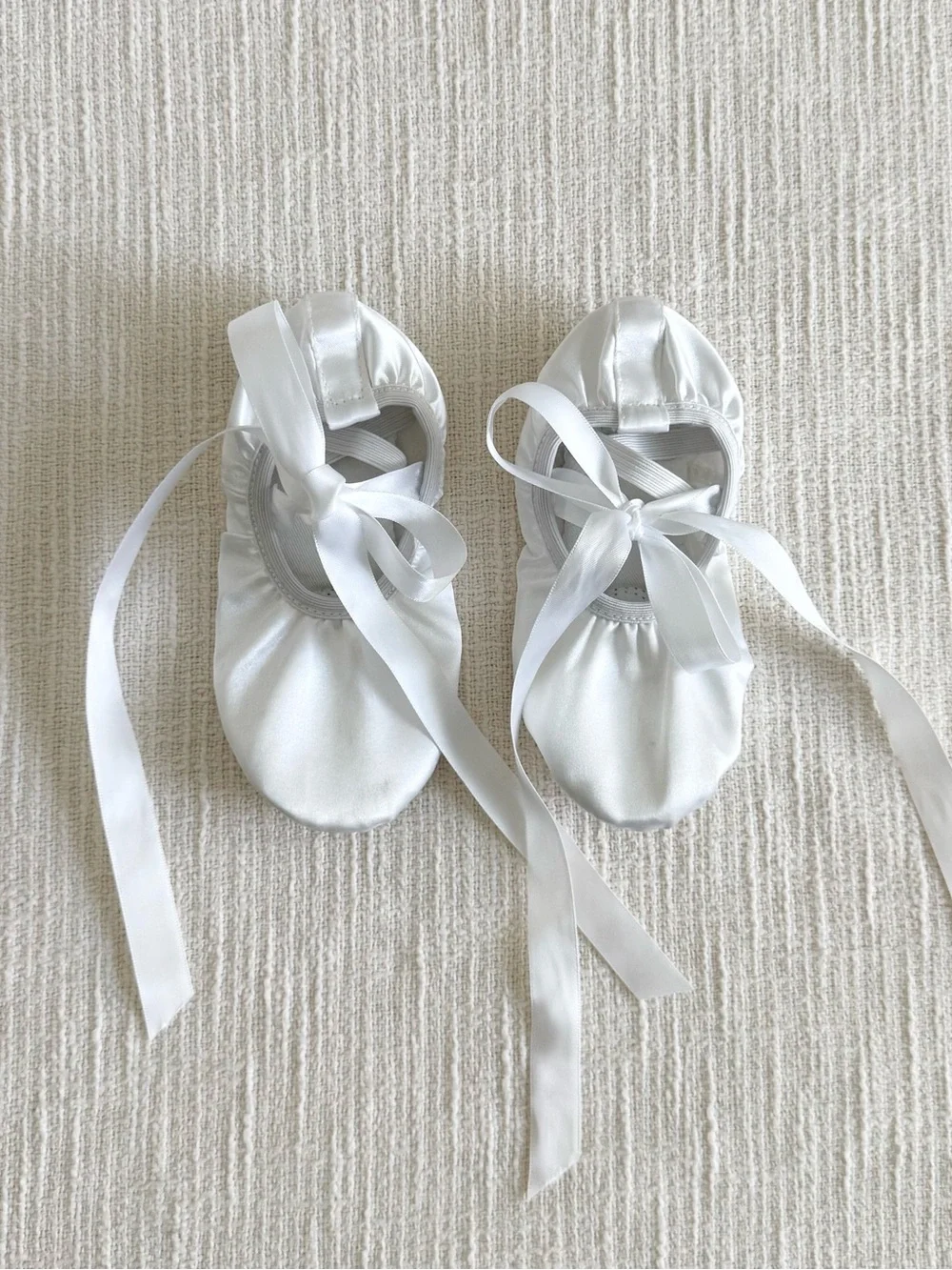White Satin Ballet Tie Shoes for Kids